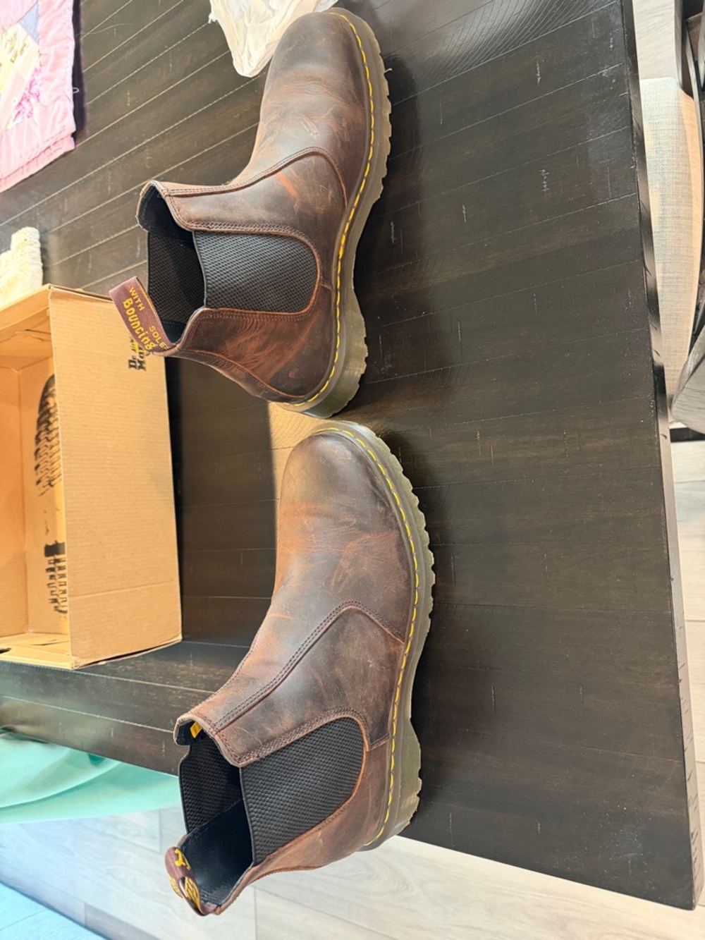Dr. Martens Chestnut Brown Full Waxed Grain Slip-On Boots US Size 13 NIB - Picture 5 of 10